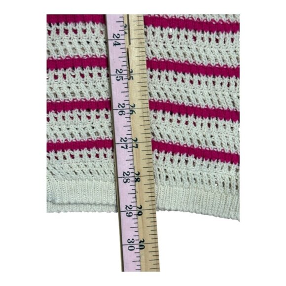 Zara Sweater Womens Medium Striped Button Up Short Sleeve Knit Collared Pullover - Picture 2 of 9